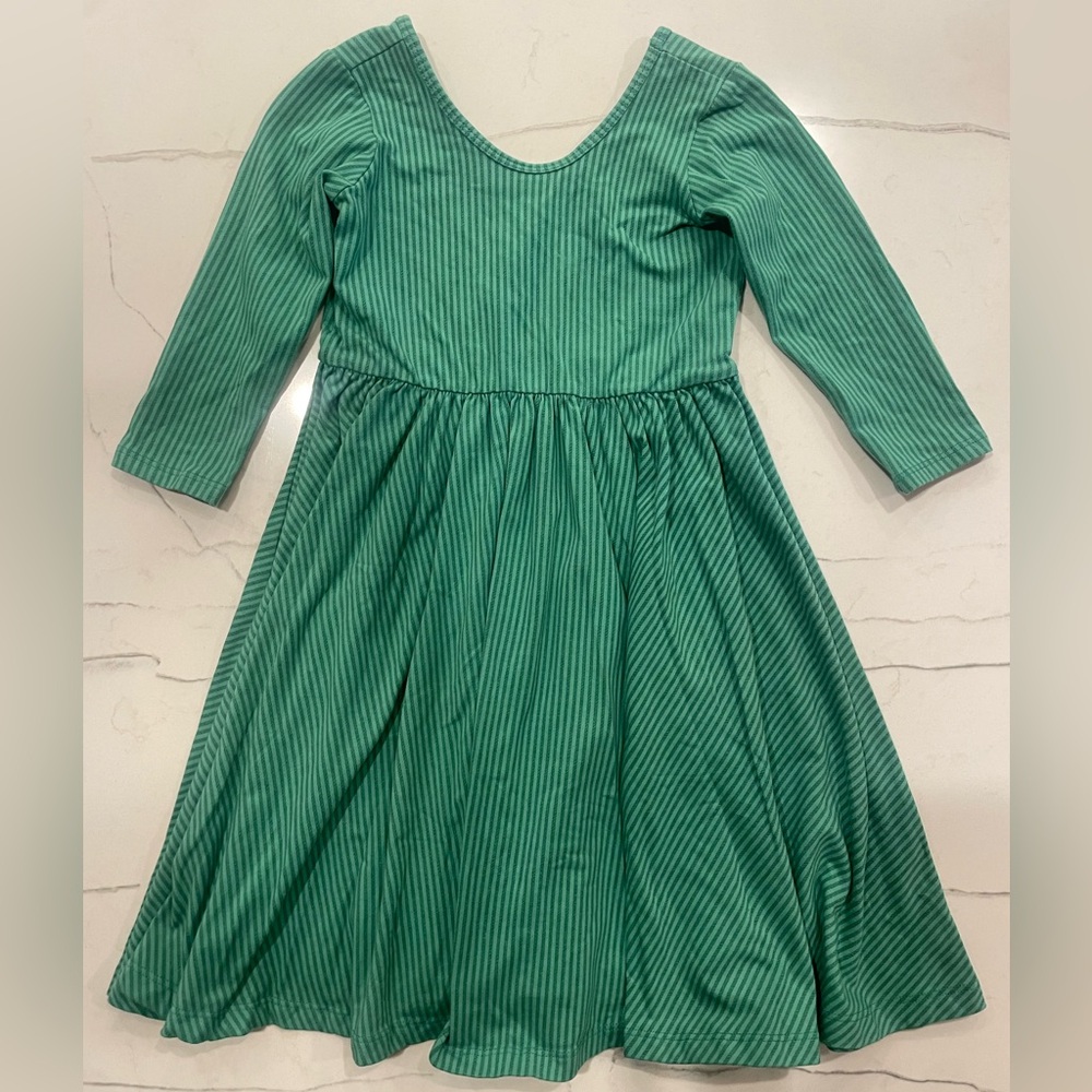 Green Striped Kids Dress